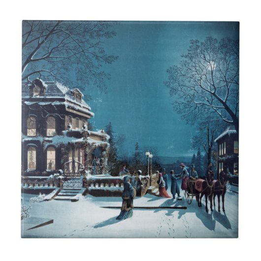 「クリスマスイブ」陶磁器タイル タイル (正面)
