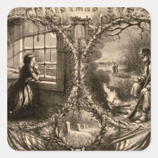 クリスマスイブ – Thomas Nast 1863 スクエアシール (正面)