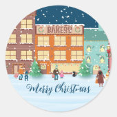 クリスマスイブinタウンホリデーシール ラウンドシール (正面)