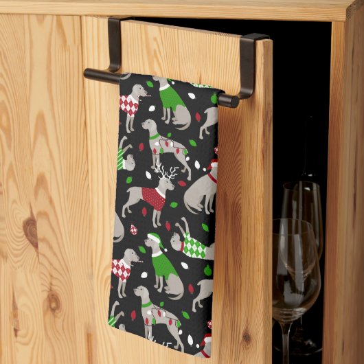 クリスマスイマラナー犬 キッチンタオル (三つ折り)