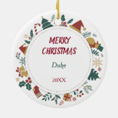 クリスマスイメージの枠線にペットと一緒に撮った写真を飾ろう セラミックオーナメント (裏面)