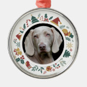 クリスマスイメージの枠線にペットと写真を飾ろう メタルオーナメント (正面)