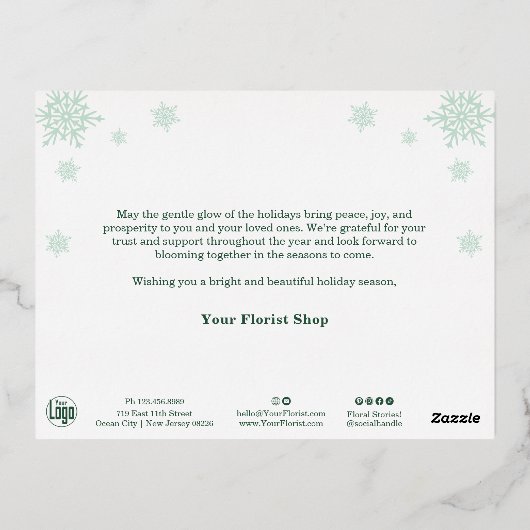 クリスマスイメージフォイルアクセントBusiness Holiday Card 箔シーズンポストカード (裏面)