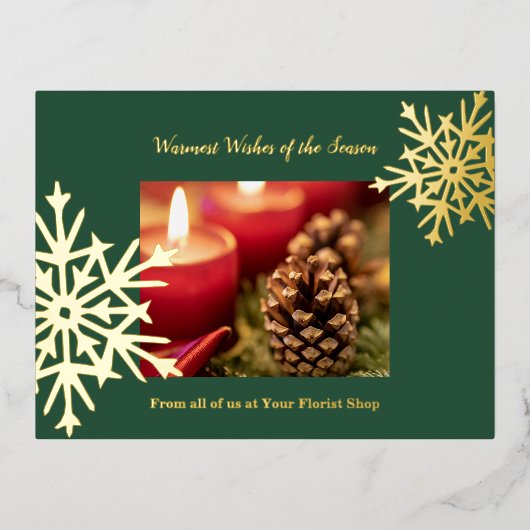 クリスマスイメージフォイルアクセントBusiness Holiday Card 箔シーズンポストカード (正面)