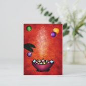 クリスマスイラストレーションボウルの星形クッキー シーズンポストカード (スタンド正面)