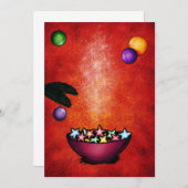 クリスマスイラストレーションボウルの星形クッキー 招待状 (正面/裏面)