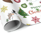 クリスマスイラストレーションミックスパターン ラッピングペーパー (ロールコーナー)