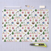 クリスマスイラストレーションミックスパターン 薄葉紙 (クラフト)