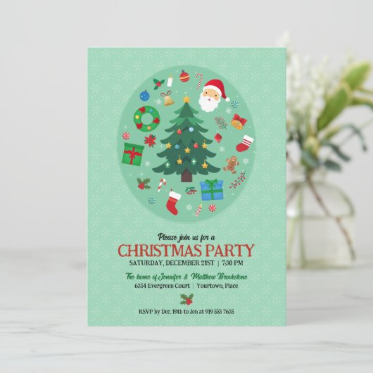 クリスマスイラスト ホリデーパーティー 招待状 (スタンド正面)