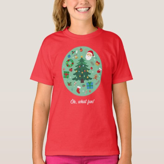 クリスマスイラスト ホリデー Tシャツ (正面)