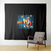 クリスマスイラフェサンタハットスターリーナイトホリデイL タペストリー (インサイチュ(横))