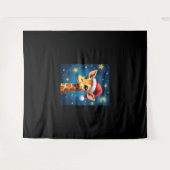 クリスマスイラフェサンタハットスターリーナイトホリデイL タペストリー (正面(横))