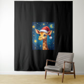 クリスマスイラフェサンタハットスターリーナイトホリデイL タペストリー (インサイチュ)