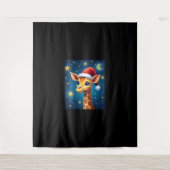 クリスマスイラフェサンタハットスターリーナイトホリデイL タペストリー (正面)