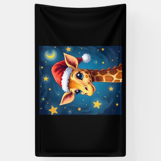 クリスマスイラフェサンタハットスターリーナイトホリデイL 横断幕 (縦)