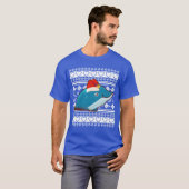 クリスマスイルカガールの醜いクリスマスセーターシャツ Tシャツ (正面フル)