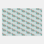 クリスマスイルカサメカメ海の生き物 ラッピングペーパーシート (正面)