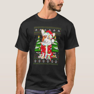 クリスマスイルミネーションおばけサンタコーギー Tシャツ