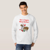 クリスマスイルミネーションとイングリッシュブルドッグ Tシャツ (正面フル)
