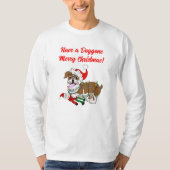 クリスマスイルミネーションとイングリッシュブルドッグ Tシャツ (正面)