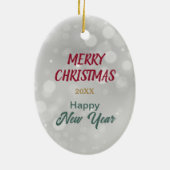 クリスマスイルミネーションに包まれたローデシアン・リッジバック セラミックオーナメント (裏面)