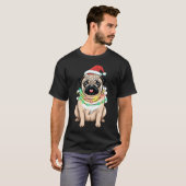 クリスマスイルミネーションのパグ Tシャツ (正面フル)