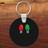 クリスマスイルミネーションの冗談、休日も仕事中 Funny Christmas Lights Pun キーホルダー (正面)