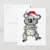 クリスマスイルミネーションの可愛いコアラ ポストカード (正面/裏面)