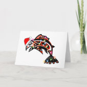 クリスマスイルミネーションを纏ったハイタのサケスピリットアニマル カード (正面)