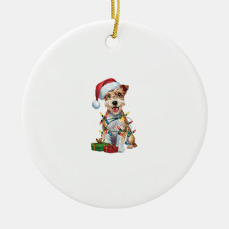 クリスマスイルミネーションサンタシルキーテリア犬クリスマス _1 セラミックオーナメント