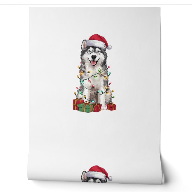 クリスマスイルミネーションサンタ帽アイルランド水スパニエル犬 壁紙 (ほどく)