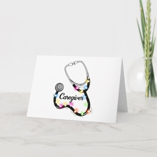 クリスマスイルミネーション付き聴診器 楽しいクリスマス看護師 カード (正面)