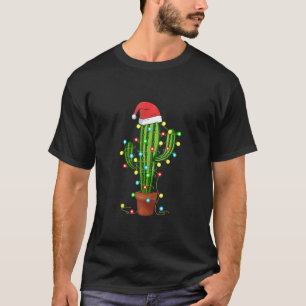 クリスマスイルミネーション サボテン愛好家 面白いXmas Tシャツ
