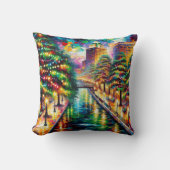 「クリスマスイルミネーション：サンアントニオ・リバーウォーク」 クッション (正面)