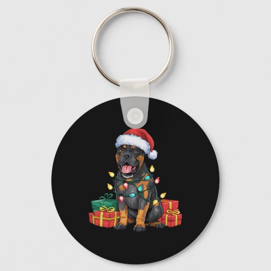 クリスマスイルミネーション サンタ帽のカーネ・コルソ 犬 クリスマス キーホルダー (正面)