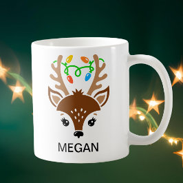 クリスマスイルミネーション+トナカイの顔 コーヒーマグカップ
