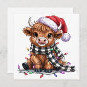 クリスマスイルミネーション ハイランドカウ サンタ帽 シーズンカード (正面/裏面)