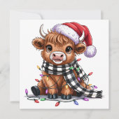 クリスマスイルミネーション ハイランドカウ サンタ帽 シーズンカード (正面)