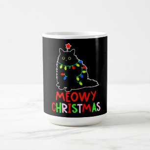 クリスマスイルミネーション 黒猫 パジャマ Meowy Christmas モーフィングマグカップ