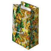 クリスマスインお洒落ヴィレッジウォーターカラーパターン スモールペーパーバッグ (裏面アングル)