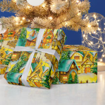 クリスマスインお洒落ヴィレッジウォーターカラーパターン