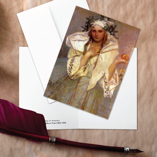 クリスマスインアメリカイラストレーションアルフォンスミュシャ シーズンカード