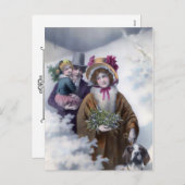 クリスマスインアンドーバー，ヴィンテージホリデーデザイン シーズンポストカード (正面/裏面)