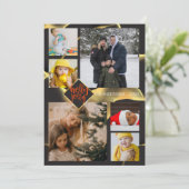 クリスマスインキー抽象芸術ブラックホリーすてき写真 招待状 (スタンド正面)