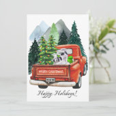 クリスマスイングリッシュセッター&ヴィンテージトラックウォーターコロ シーズンカード (スタンド正面)