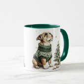クリスマスイングリッシュブルドッグクリスマスツリー マグカップ (正面右)