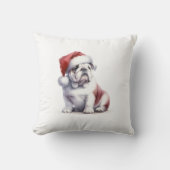 クリスマスイングリッシュブルドッグサンタハット クッション (正面)