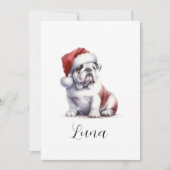 クリスマスイングリッシュブルドッグサンタハット シーズンカード (正面)