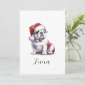 クリスマスイングリッシュブルドッグサンタハット シーズンカード (スタンド正面)
