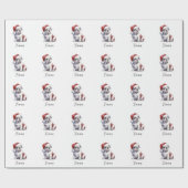 クリスマスイングリッシュブルドッグサンタハット ラッピングペーパー (フラット)